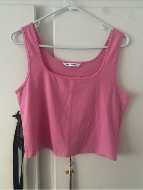 Athleta Bright Pink Ribbed Scoop Neck Tank